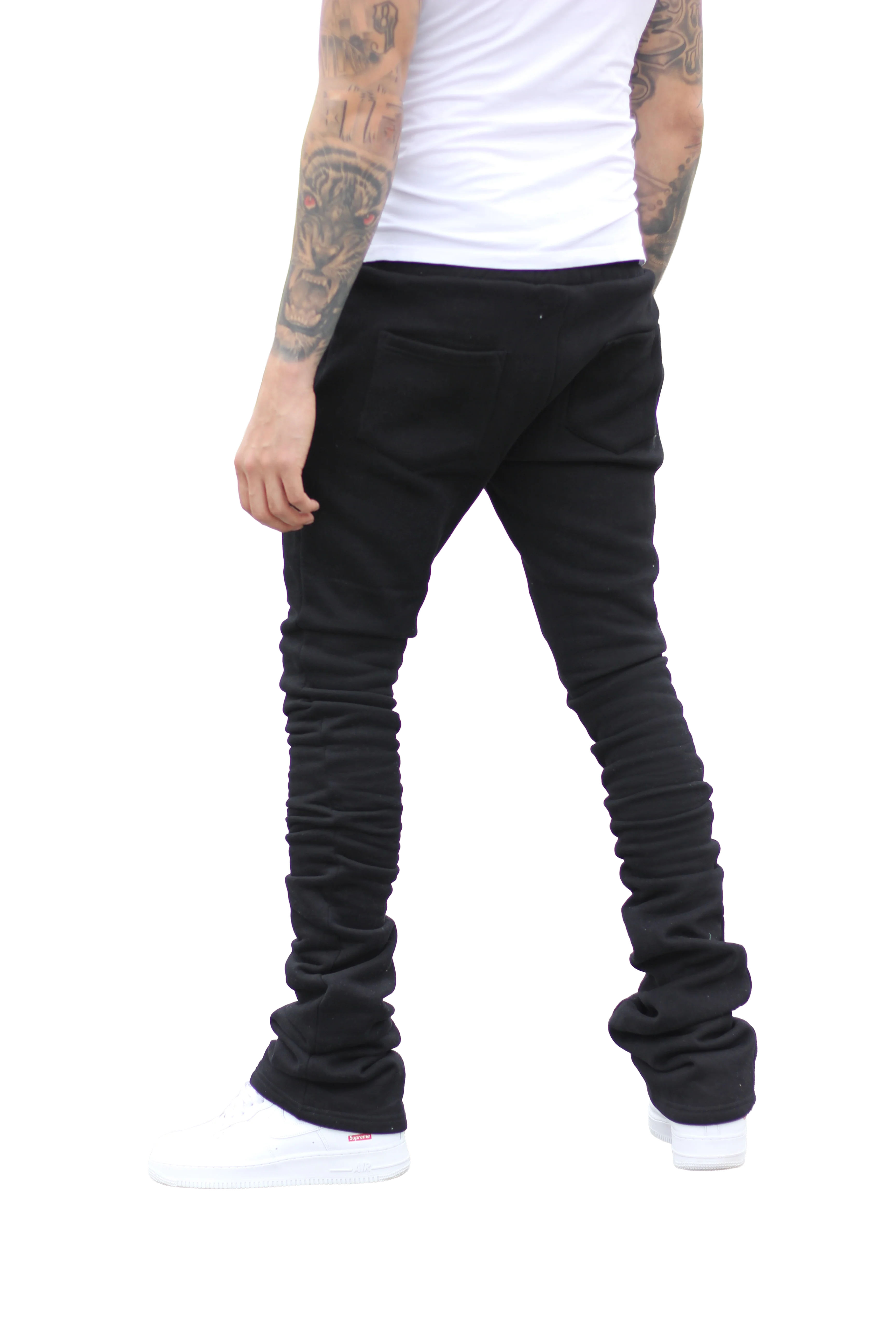 Super Stacked Black Joggers - Image 3
