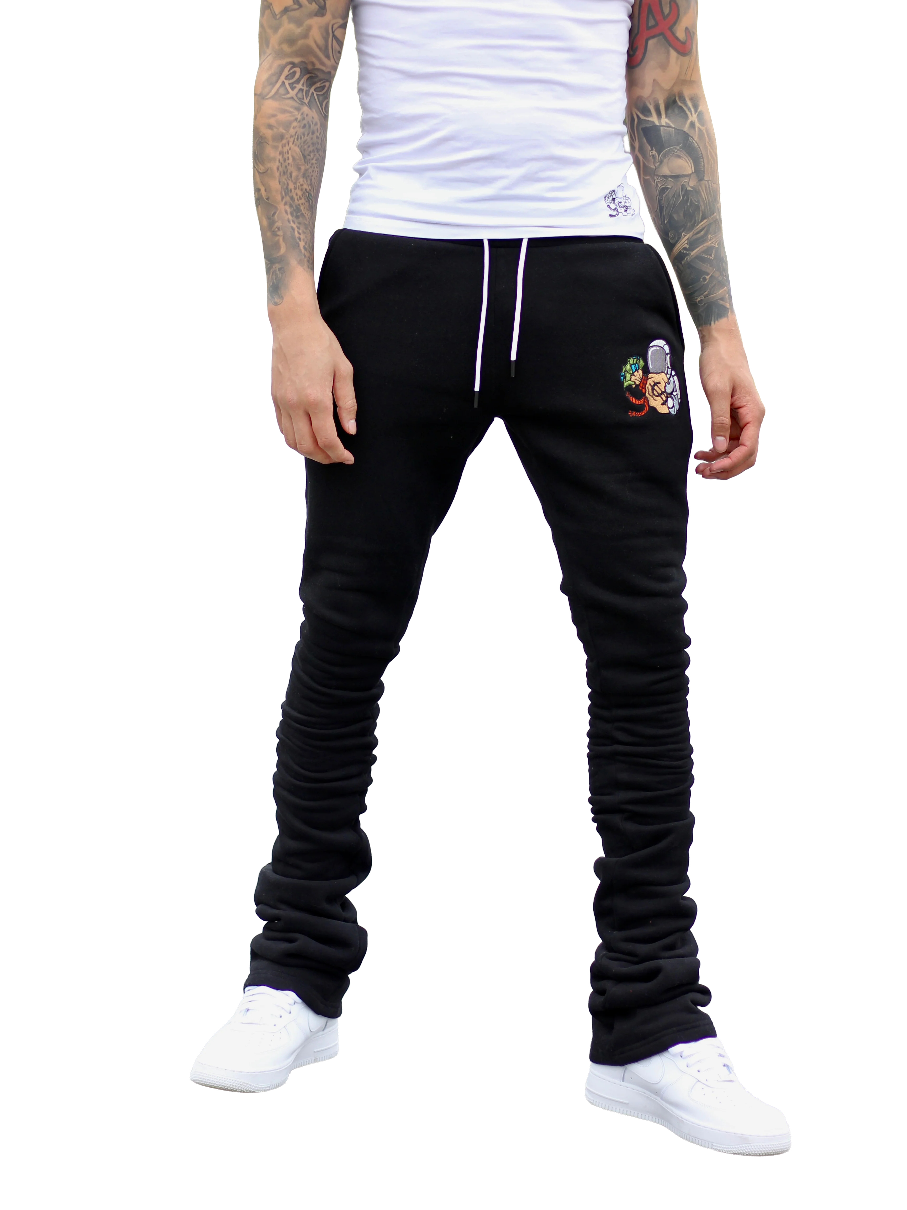Super Stacked Black Joggers - Image 4