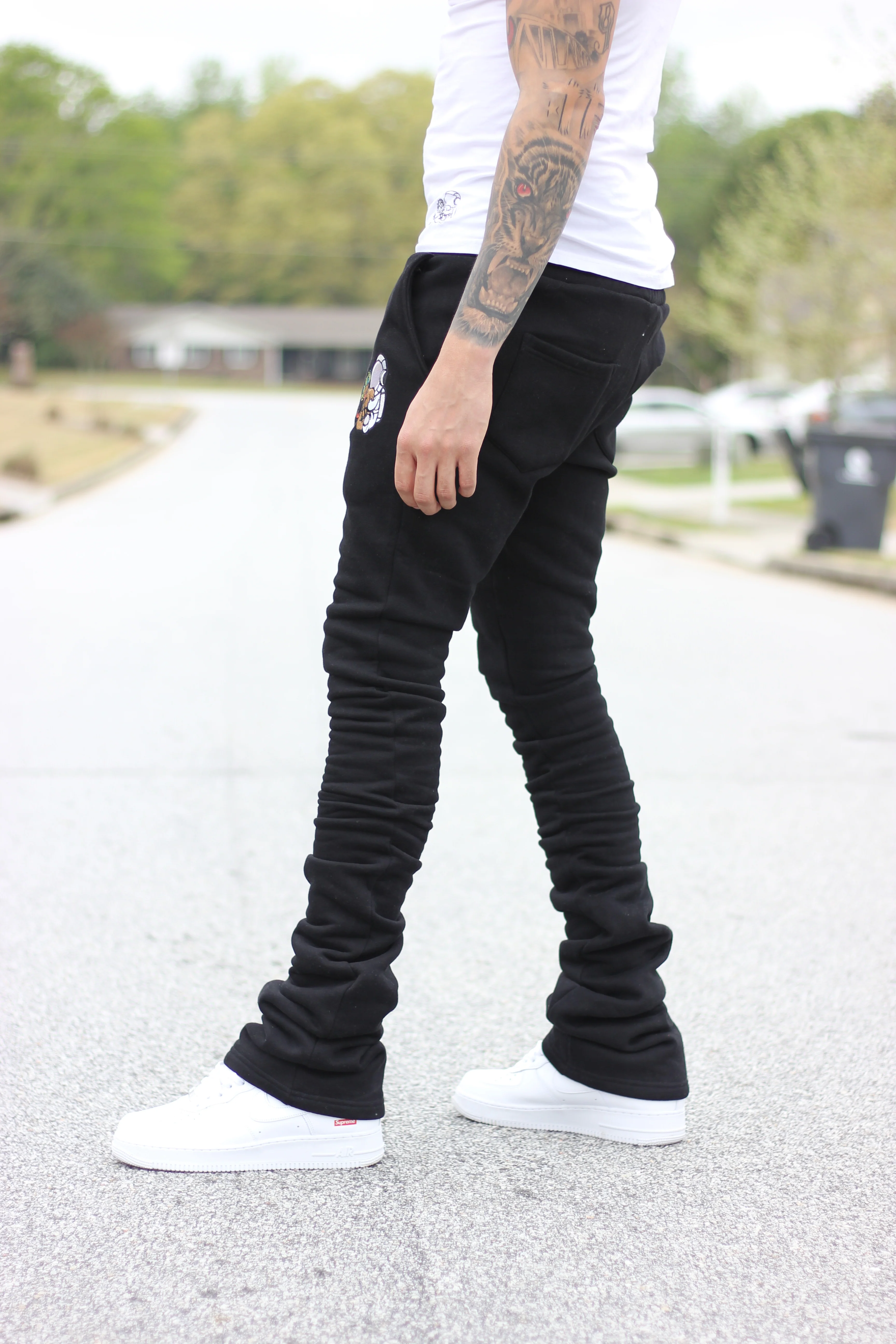 Super Stacked Black Joggers - Image 5