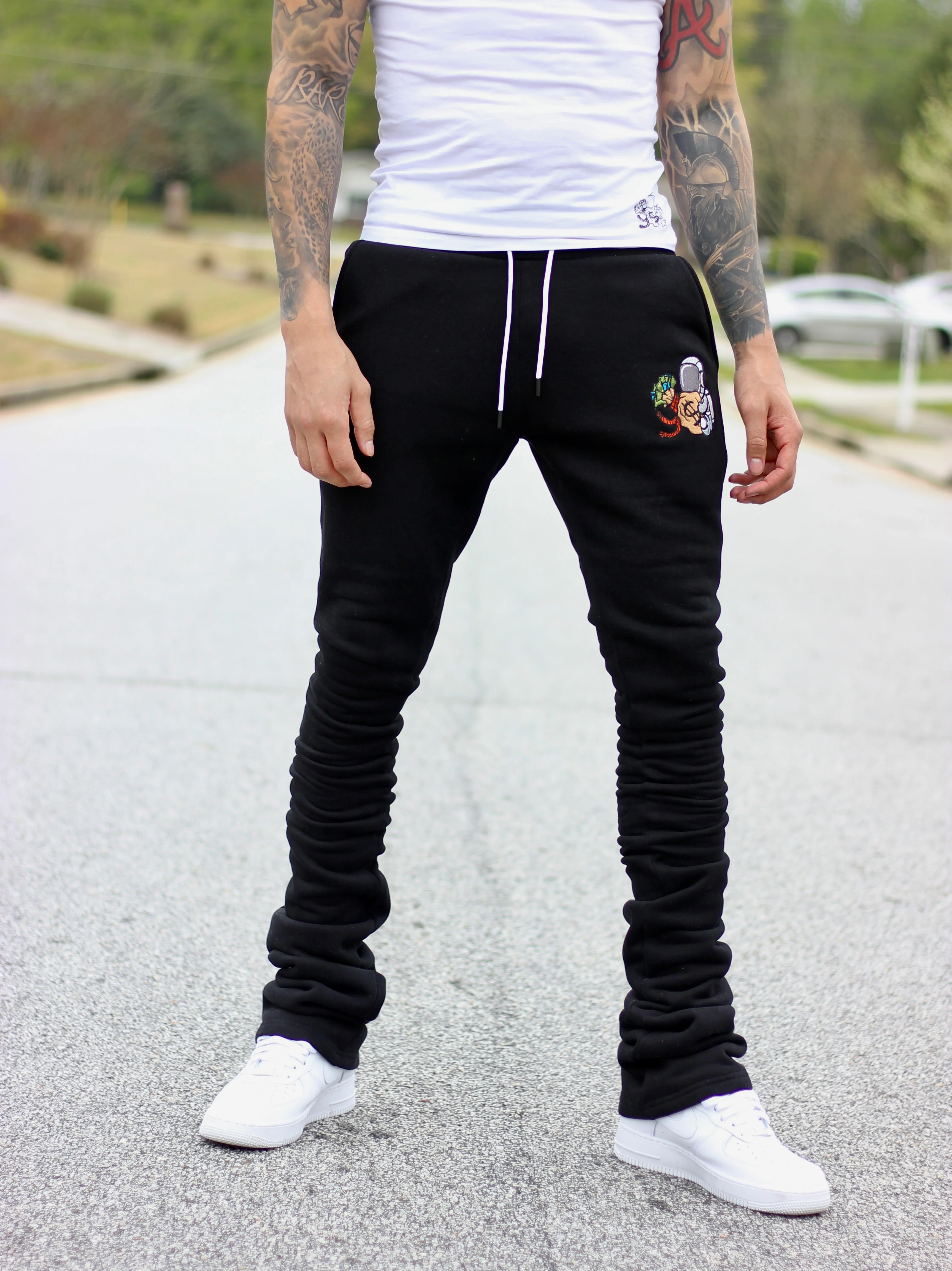 Super Stacked Black Joggers - Image 7