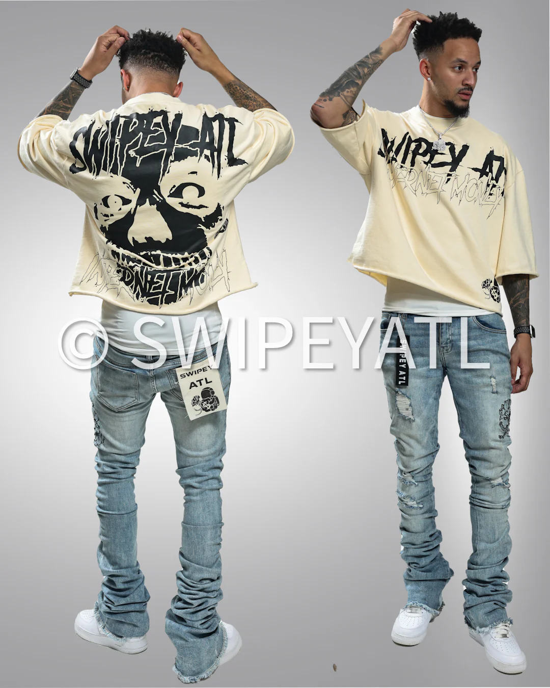 Cream Internet Money Cropped Tee - Image 3