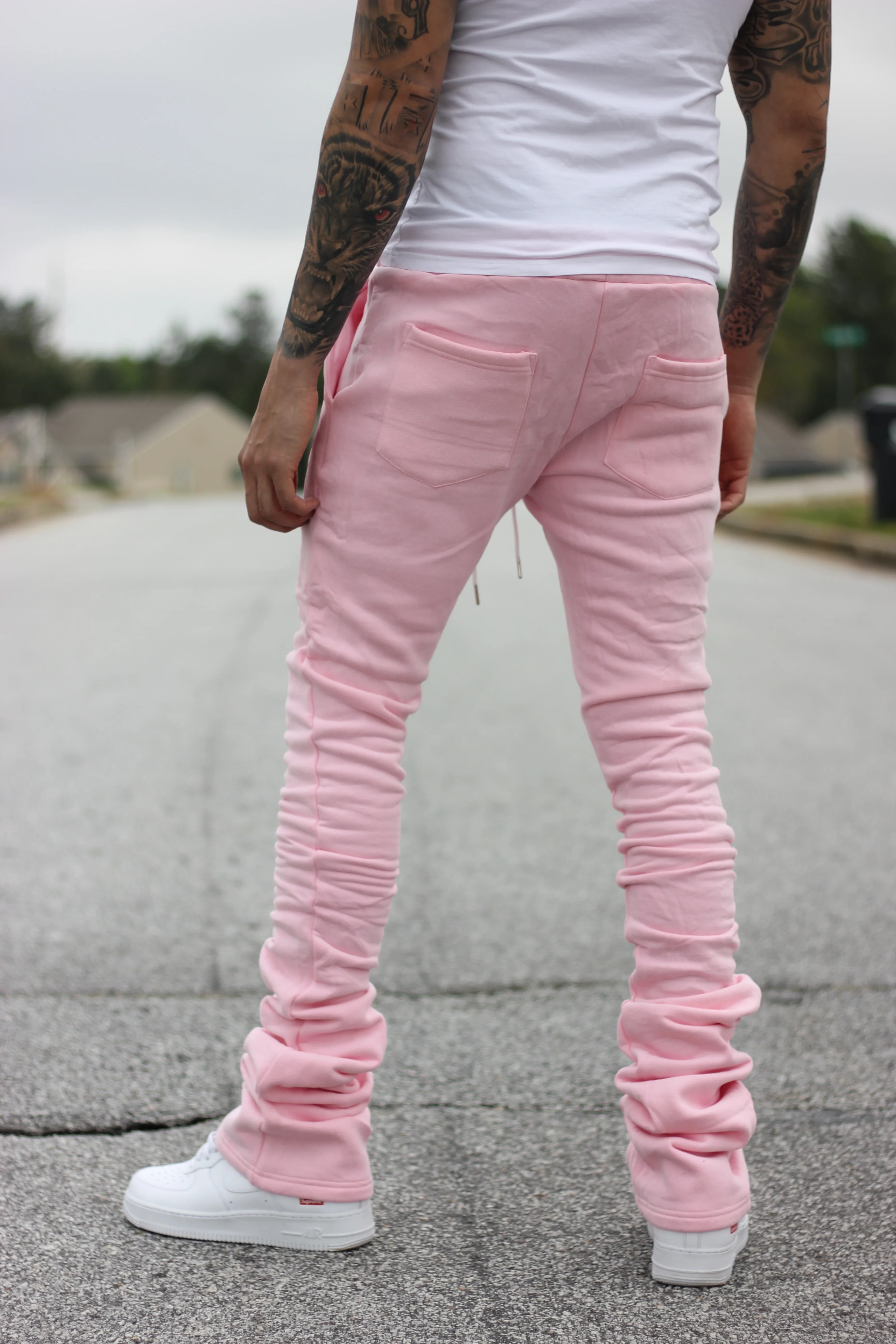 Super Stacked Pink Joggers - Image 4