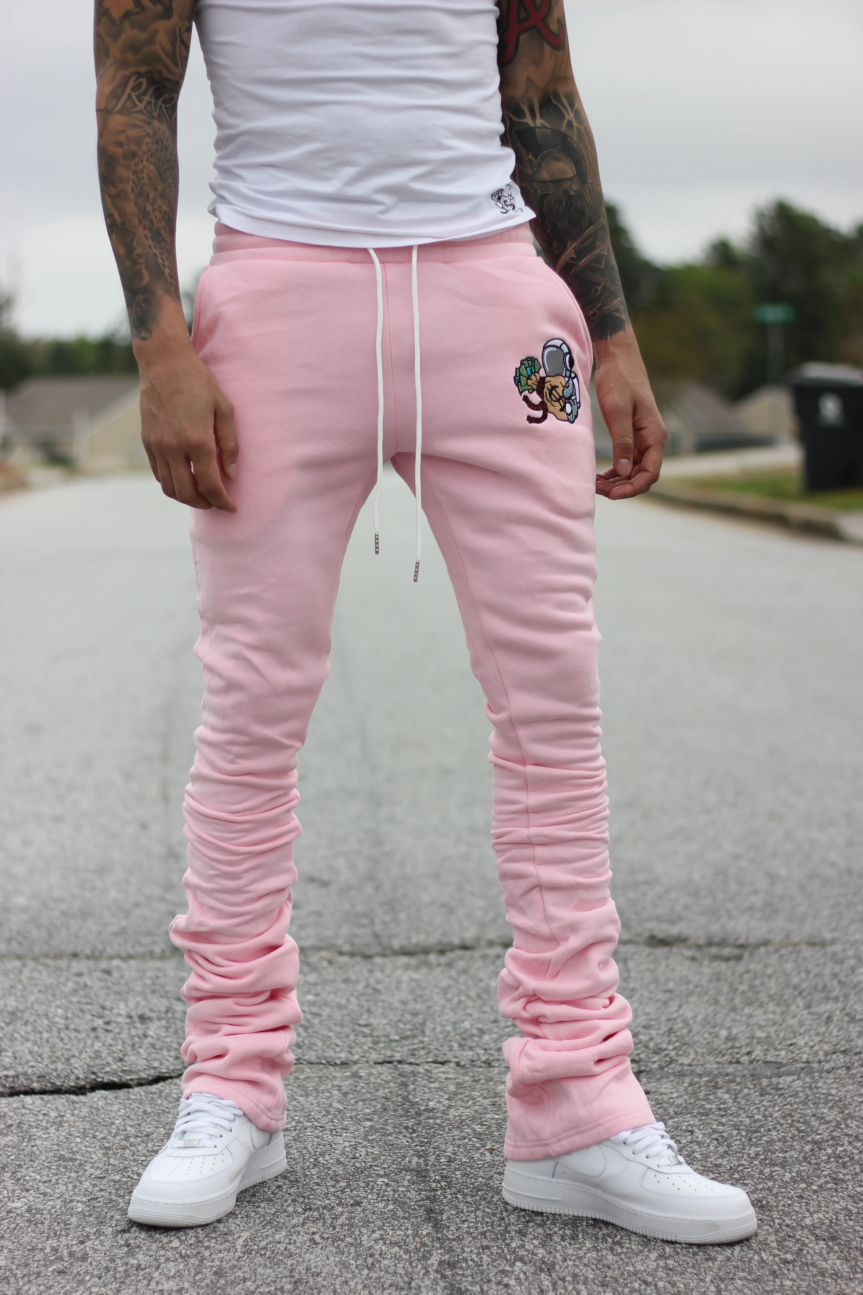 Super Stacked Pink Joggers - Image 5