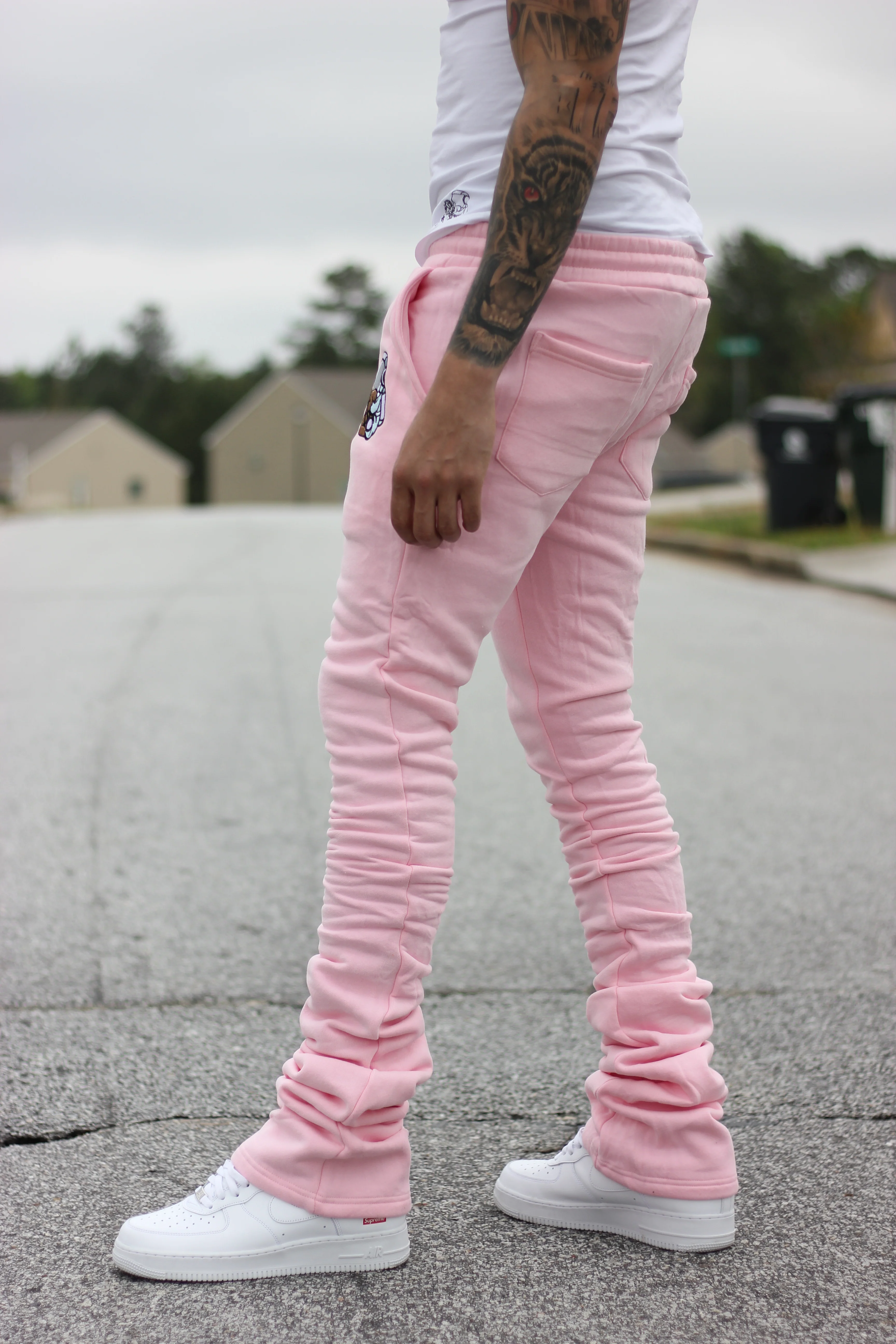 Super Stacked Pink Joggers - Image 6