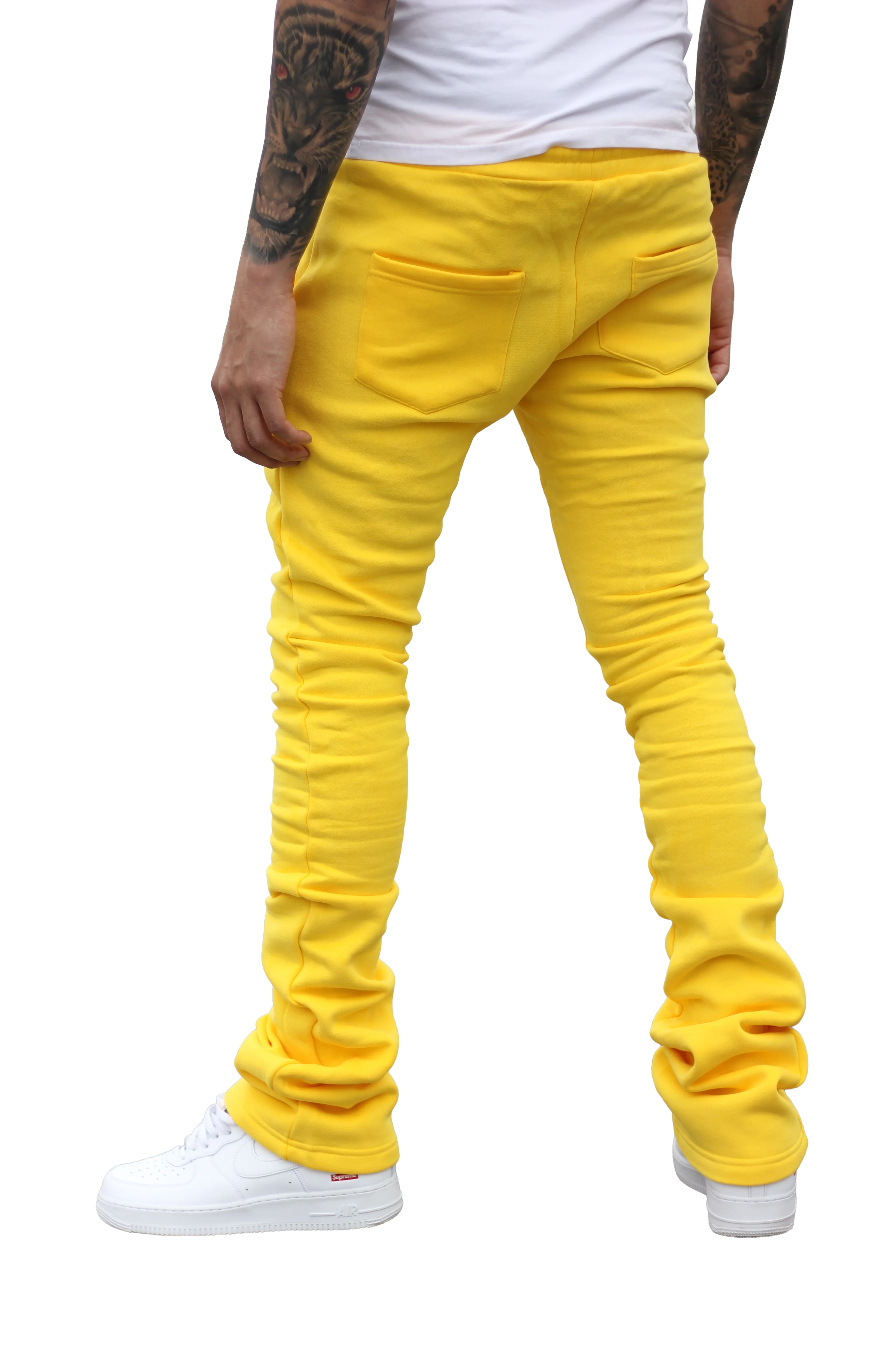 Super Stacked Yellow Joggers - Image 4