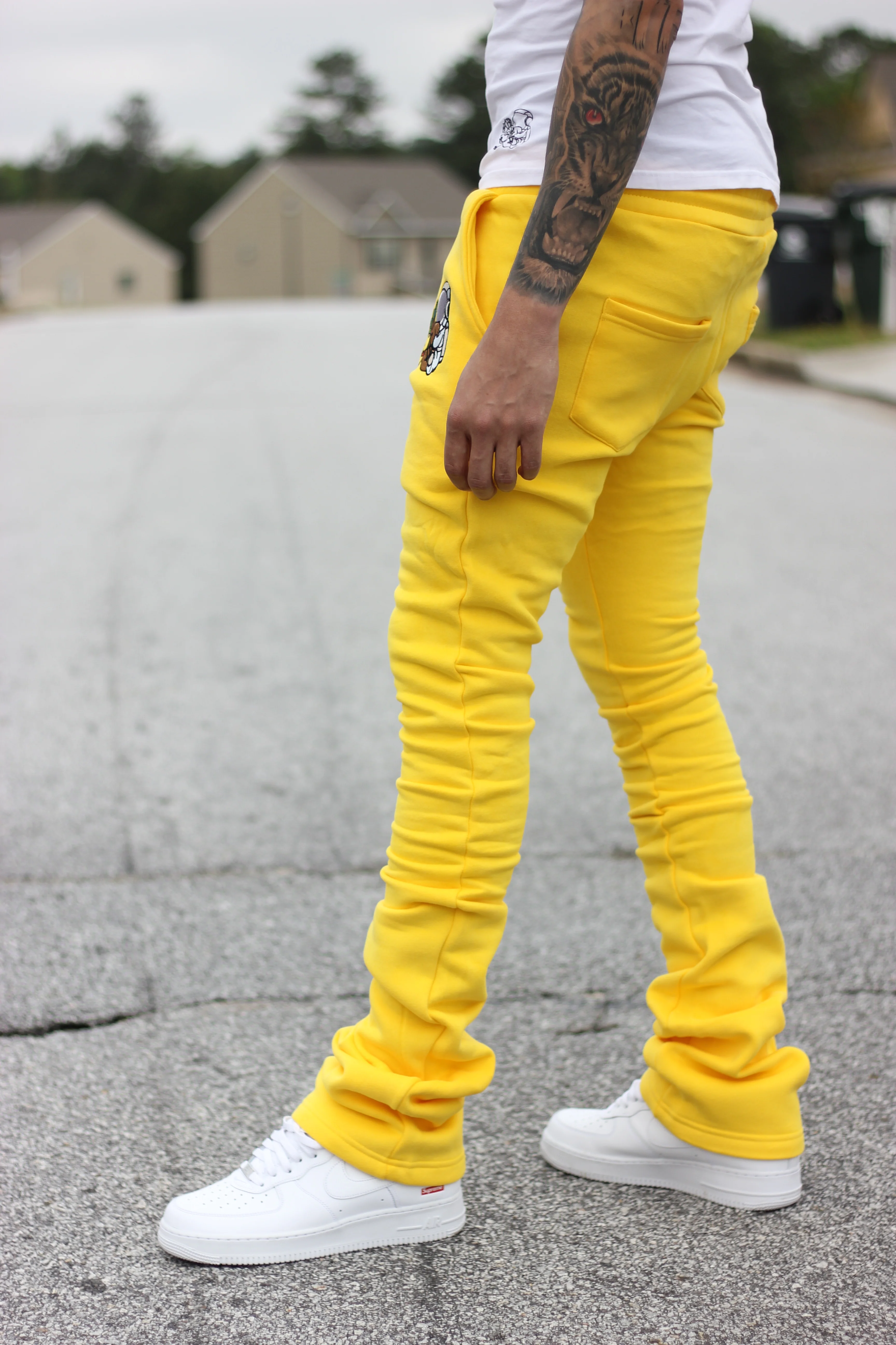 Super Stacked Yellow Joggers - Image 5